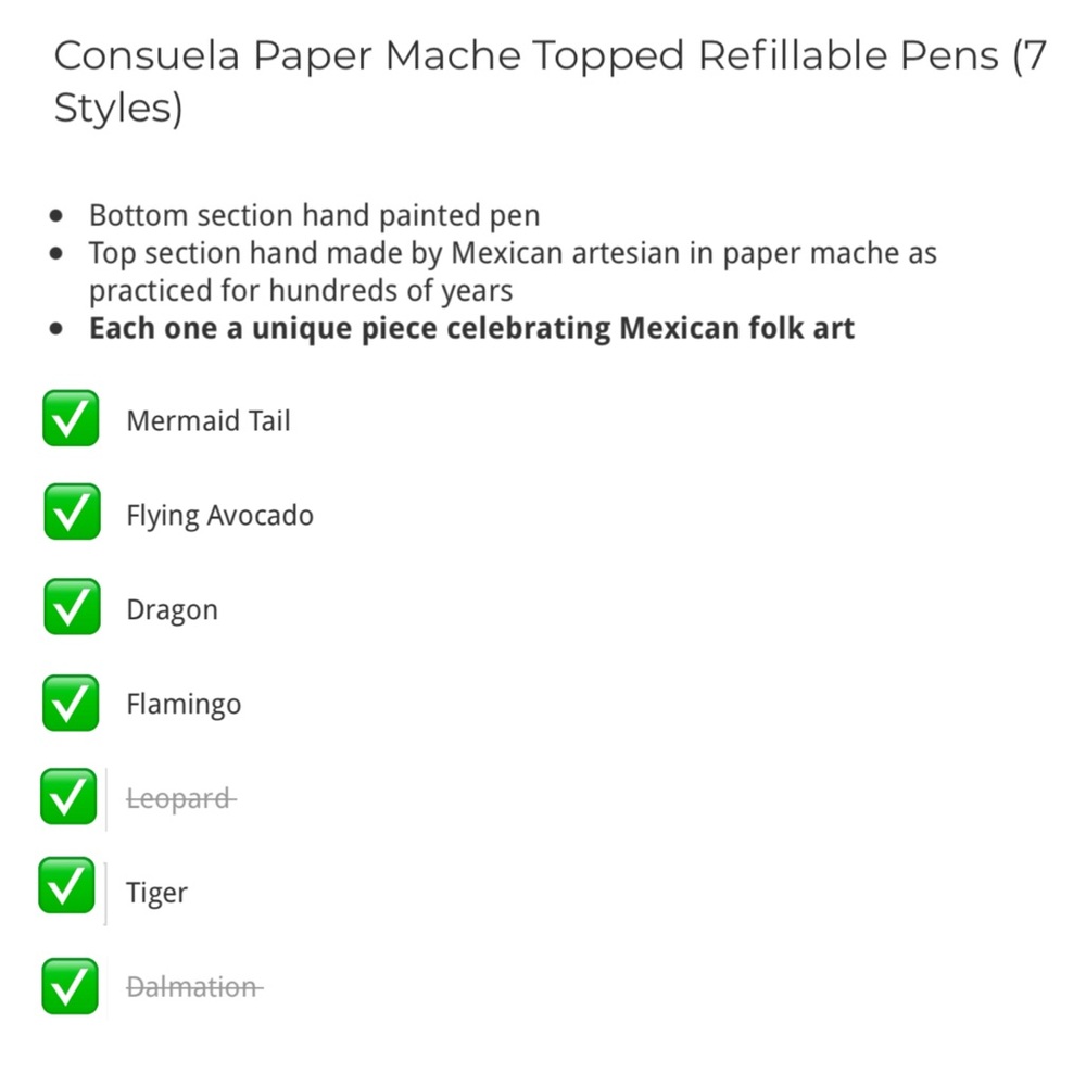 Consuela Paper Mache Refillable Ink Pen - Picture 11 of 12